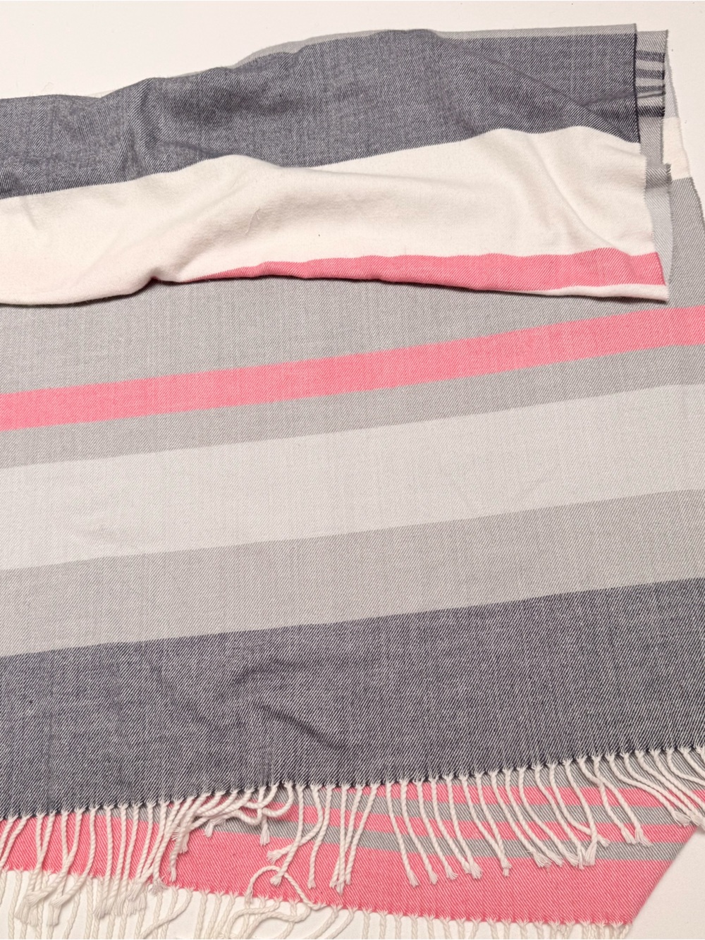 Striped Pink, Gray & White Throw Scarf